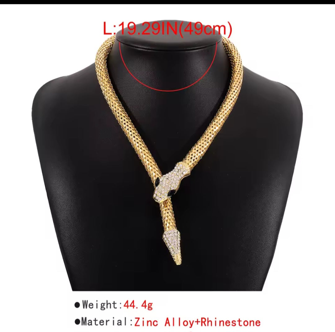 Rhinestone Snake Necklace Crystal Snake Choker for Women
