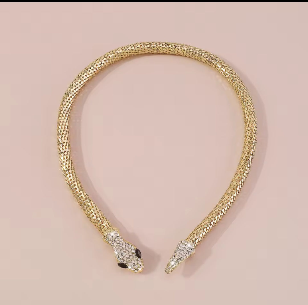 Rhinestone Snake Necklace Crystal Snake Choker for Women