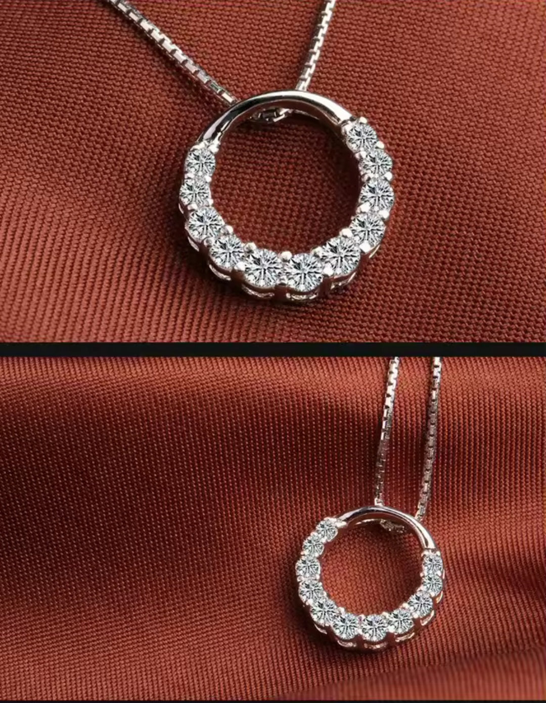 New 925 sterling silver Dimond circl necklace