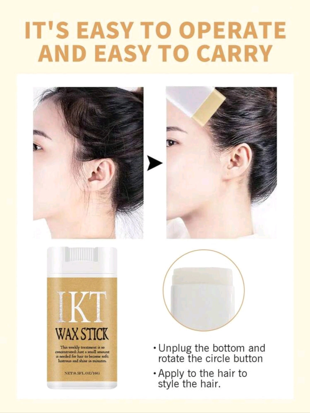 Hair Wax Stick for Women, Wax Stick for Kids, Hair Wax Stick for Wigs, Wax Sticks Hair Pomade Stick (0.56 Oz