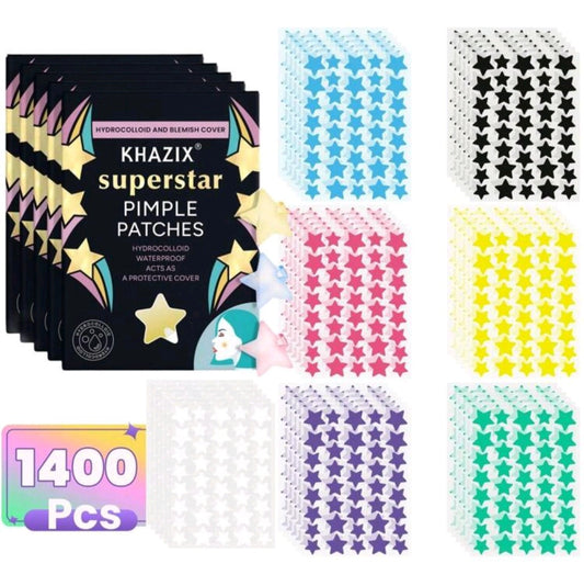 1400 Pcs Star Pimple Patches for Face - Hydrocolloid Acne Blemish Pimple Patches Cute Stars - Glitter, Regular, Glow in the Dark