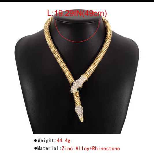 Rhinestone Snake Necklace Crystal Snake Choker for Women