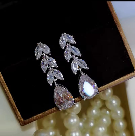 Gorgeous 925 Silver Cubic Zirconia Earrings Stud Dangle CZ Drop