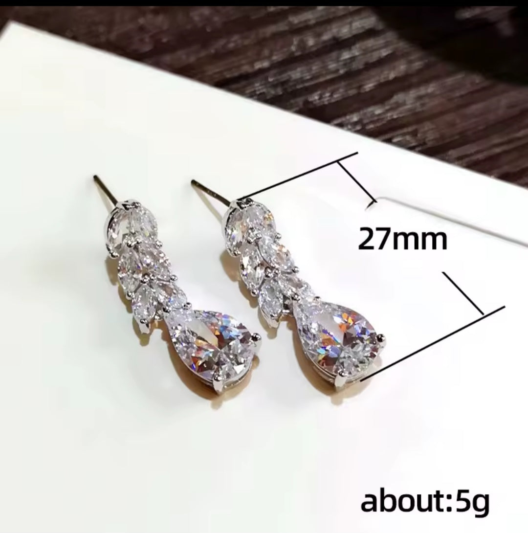Gorgeous 925 Silver Cubic Zirconia Earrings Stud Dangle CZ Drop